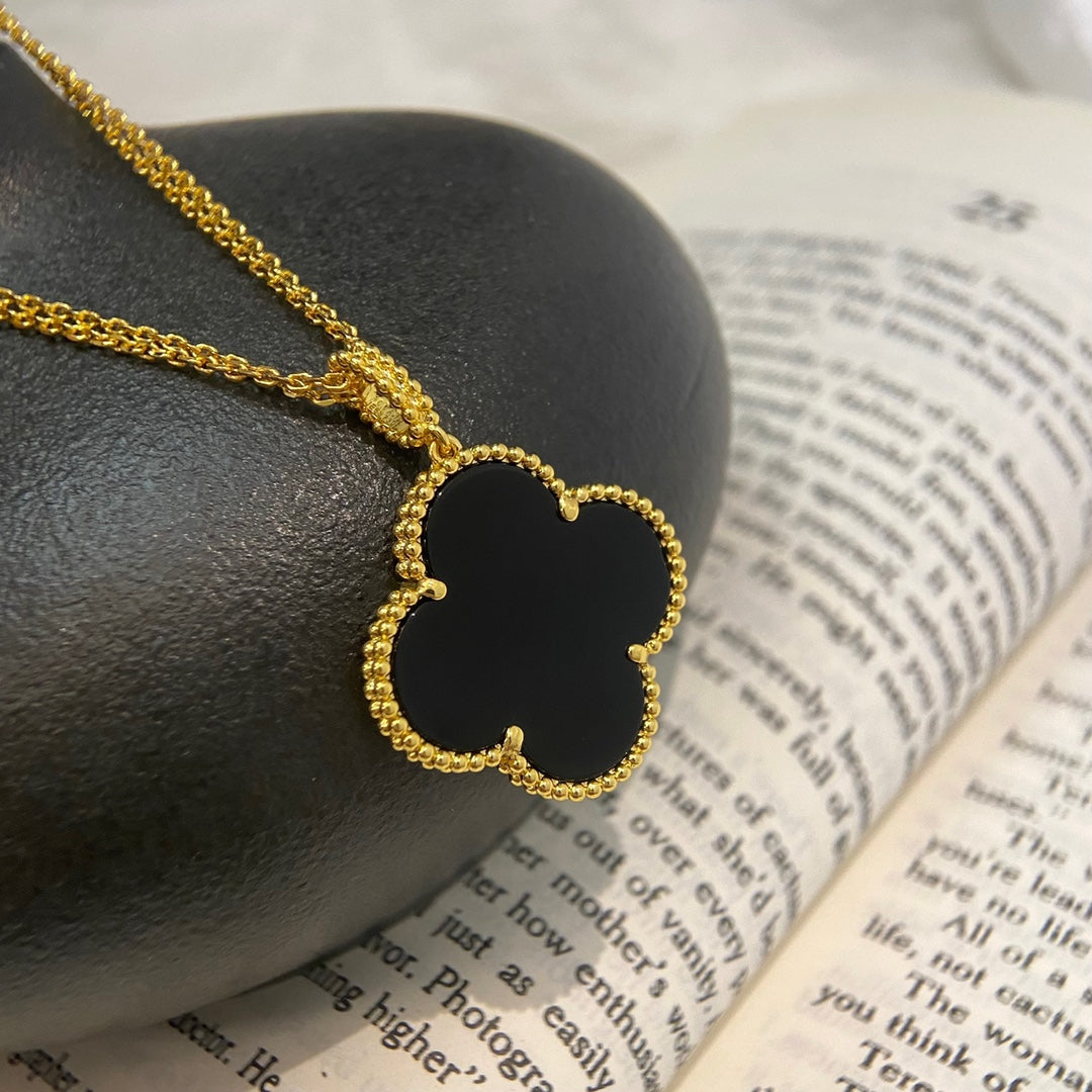 [Clover Jewels]CLOVER 25MM NECKLACE GOLD ONYX