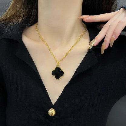 [Clover Jewels]CLOVER 25MM NECKLACE GOLD ONYX