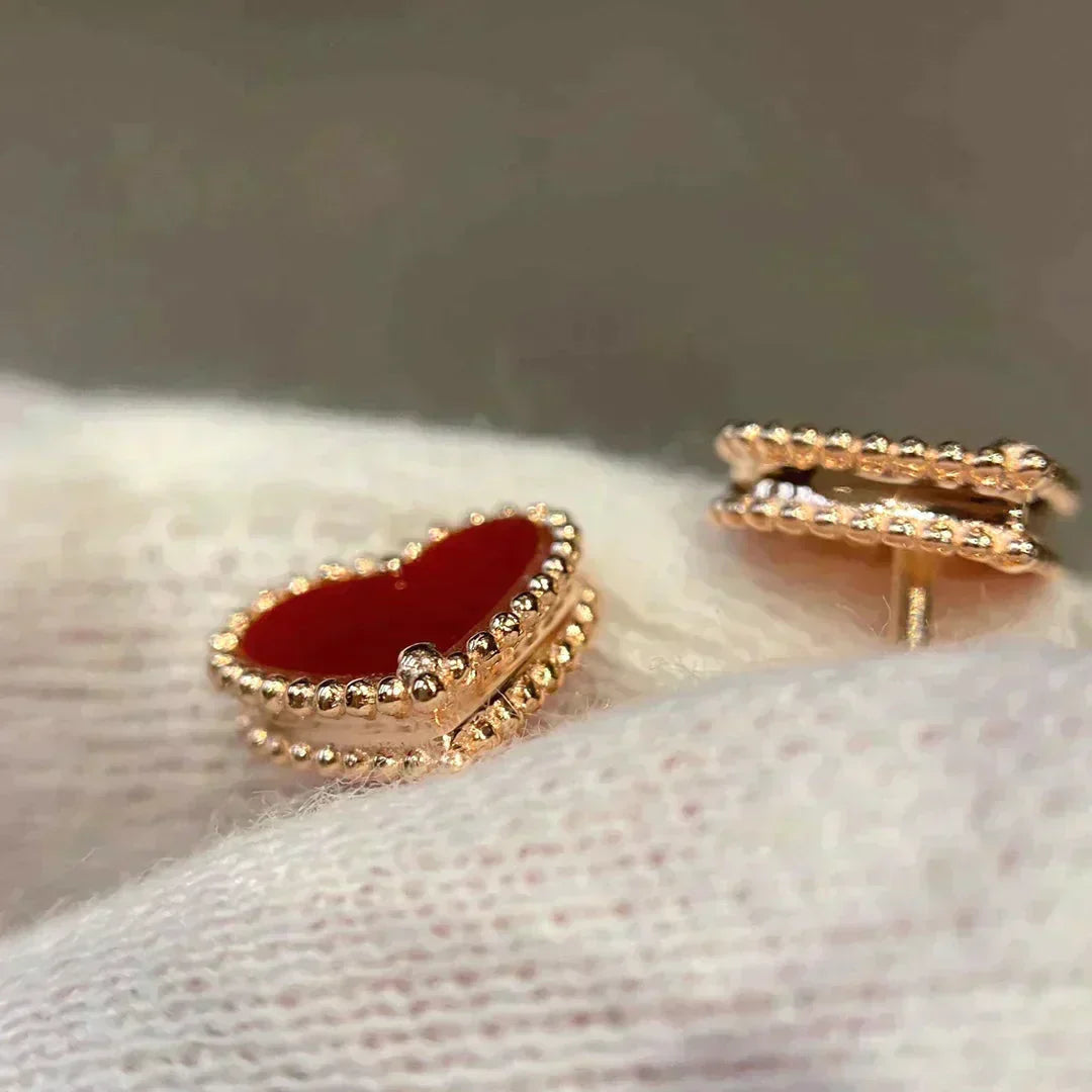 [Clover Jewels]HEART CARNELIAN STUD EARRINGS