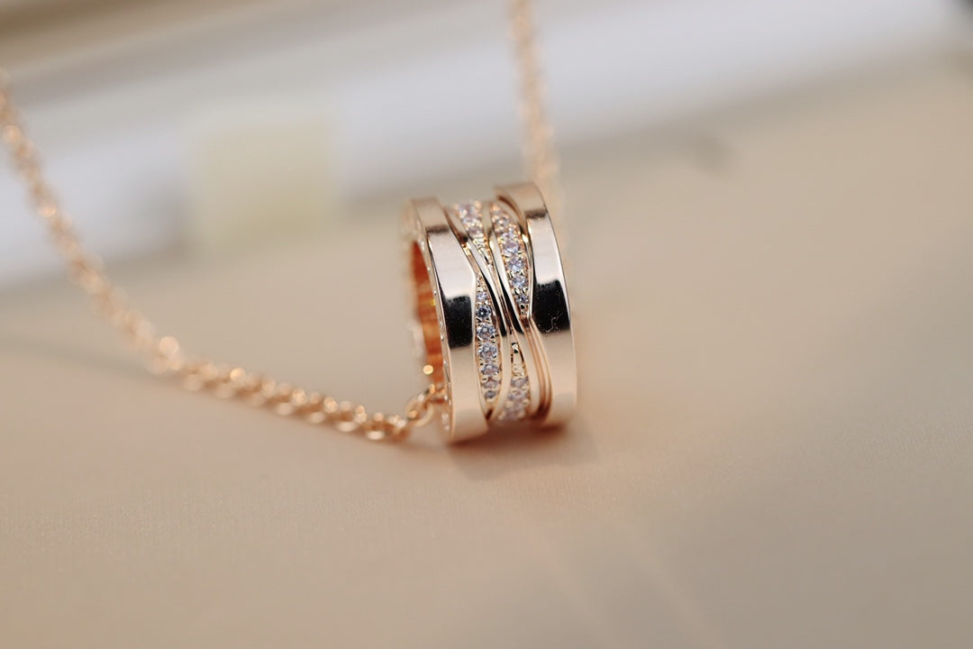 [Clover Jewels]ZERO 1 PINK GOLD DIAMOND NECKLACE