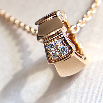 [Clover Jewels]SERPENTI PEDANT DIAMOND PINK GOLD NECKLACE