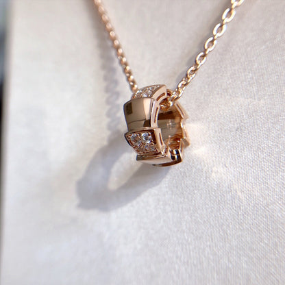 [Clover Jewels]SERPENTI PEDANT DIAMOND PINK GOLD NECKLACE