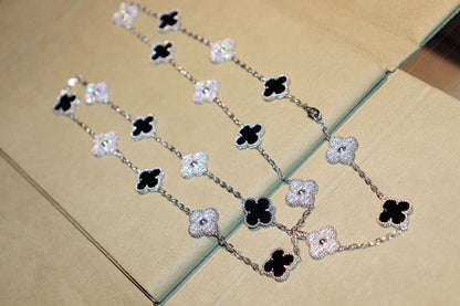 [Clover Jewels]CLOVER 20 MOTIFS ONYX DIAMOND SILVER