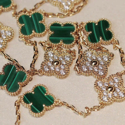 [Clover Jewels]CLOVER 20 MOTIFS MALACHITE DIAMOND NECKLACE