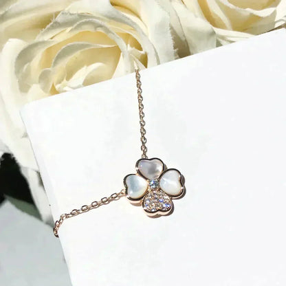 [Clover Jewels]CLOVER MOP DIAMOND ROSE GOLD NECKLACE