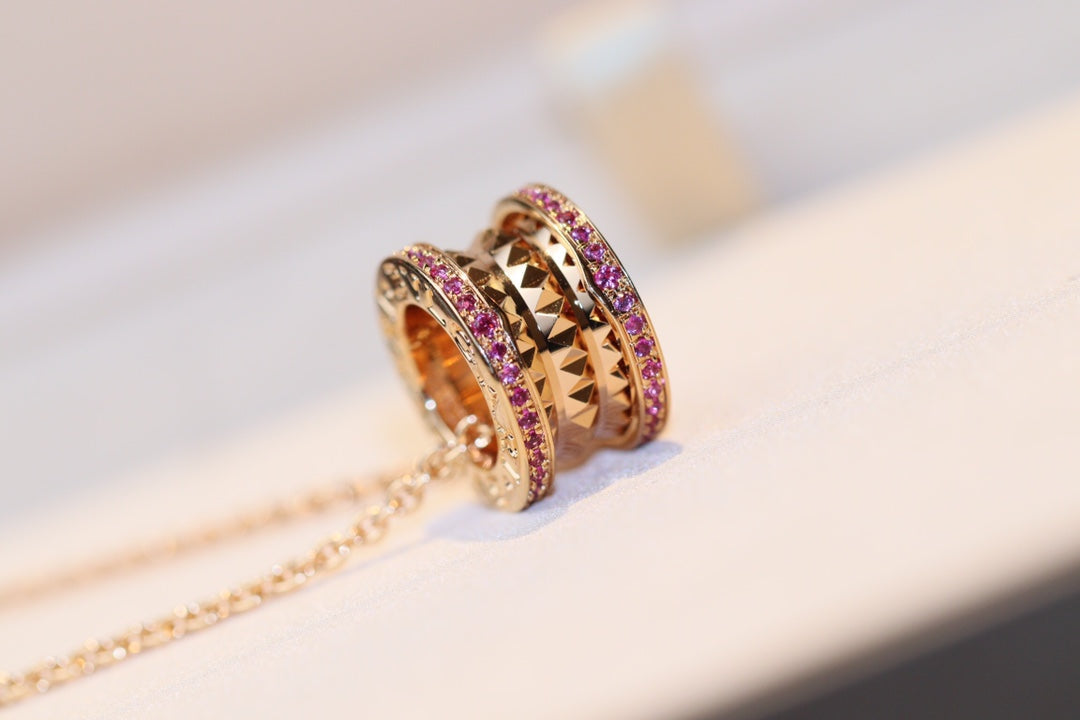 [Clover Jewels]ZERO 1 ROCK PINK GOLD PINK DIAMOND NECKLACE