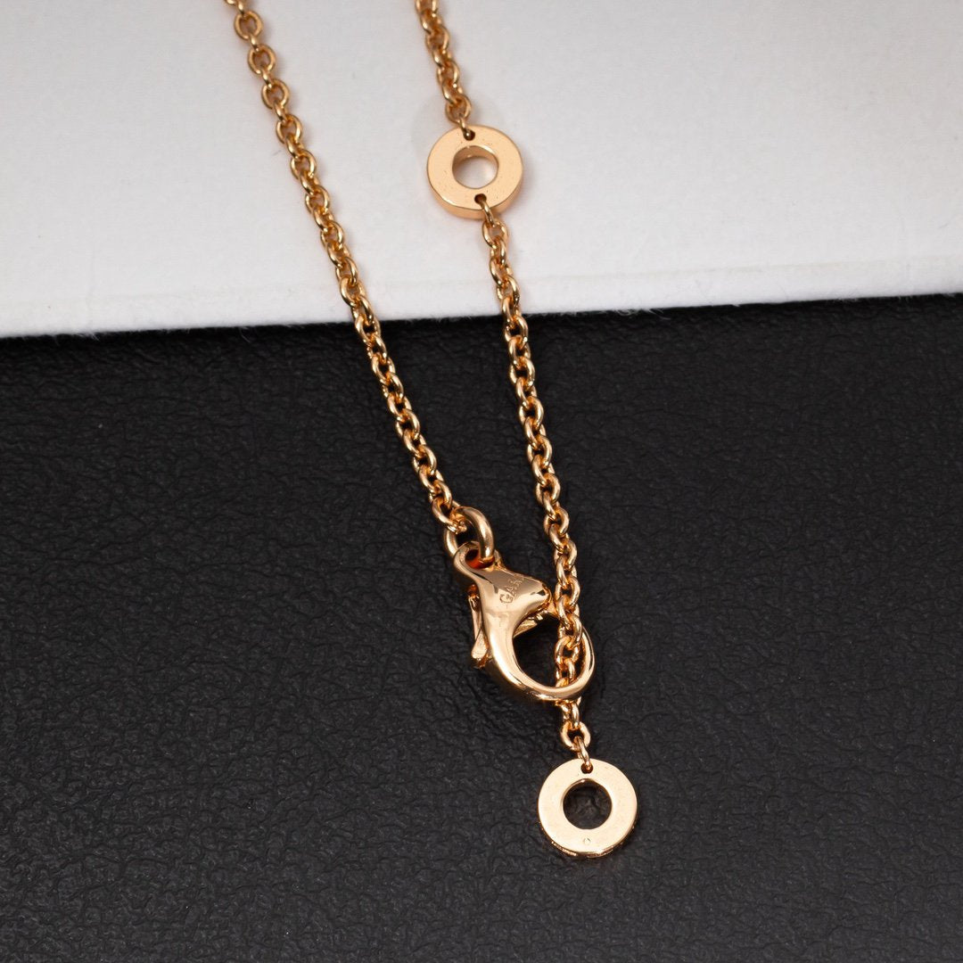 [Clover Jewels]ZERO 1 WHITE CERAMIC PINK GOLD DIAMOND NECKLACE