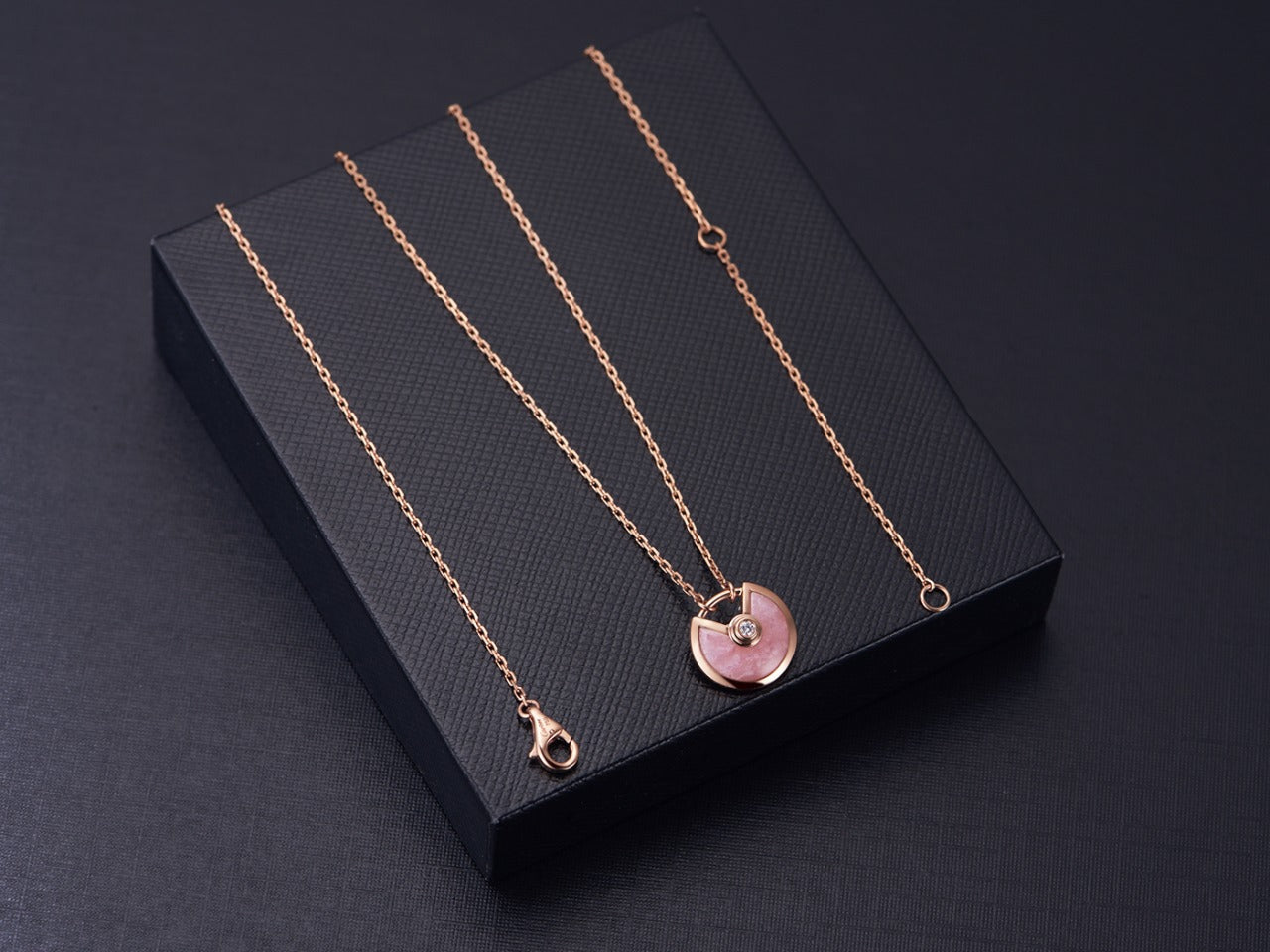 [Clover Jewels]AMULETTE ROSE GOLD PINK MOP NECKLACE