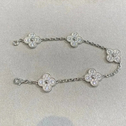 [Clover Jewels]CLOVER 5 MOTIFS  DIAMOND BRACELET SILVER