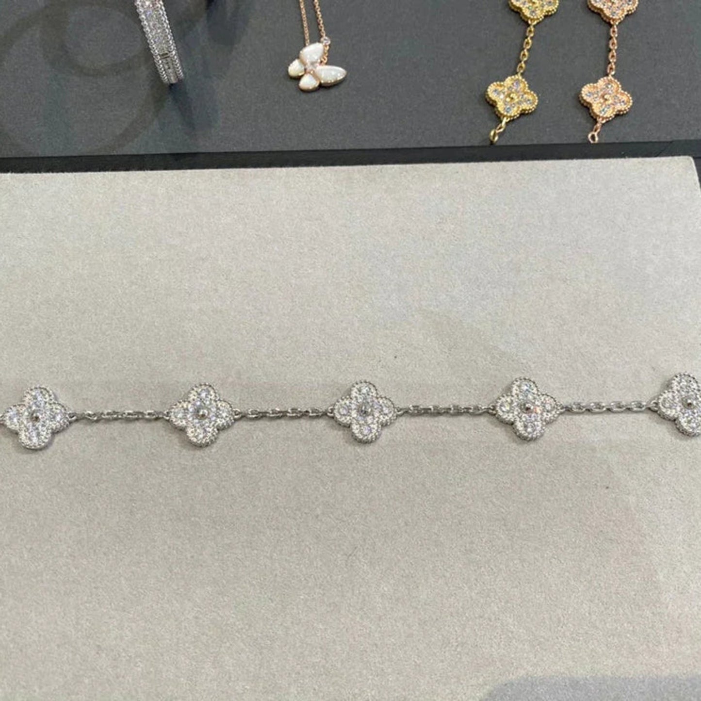 [Clover Jewels]CLOVER 5 MOTIFS  DIAMOND BRACELET SILVER