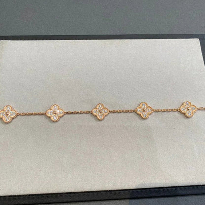 [Clover Jewels]CLOVER 5 MOTIFS  FULL DIAMOND BRACELET