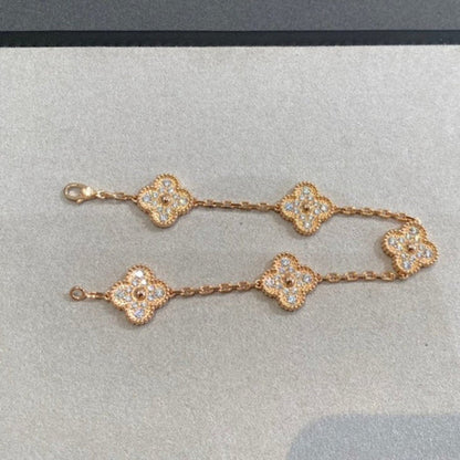 [Clover Jewels]CLOVER 5 MOTIFS  FULL DIAMOND BRACELET