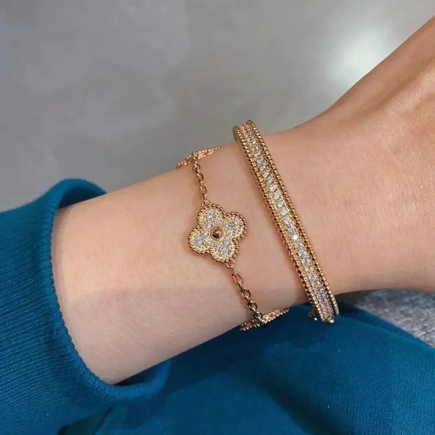 [Clover Jewels]CLOVER 5 MOTIFS  FULL DIAMOND BRACELET