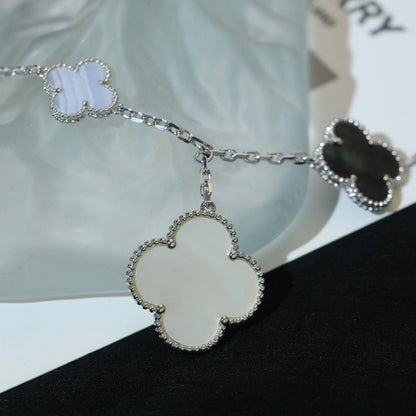 [Clover Jewels]CLOVER BRACELET 5 MOTIFS MOP CHALCEDONY SILVER