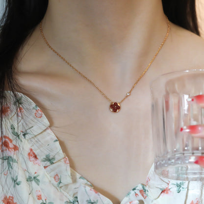 [Clover Jewels]SUN PEDANT PINK GOLD 1 DIAMOND NECKLACE