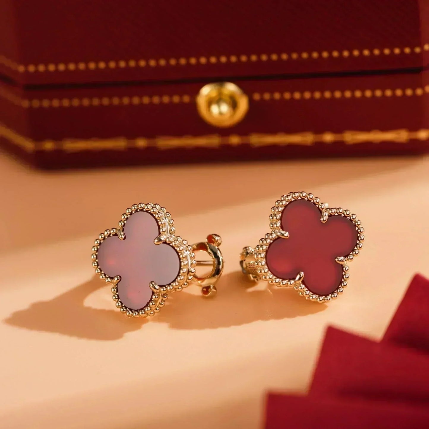 [Clover Jewels]CLOVER MEDIUM 1 MOTIFS CARNELIAN  EARRINGS