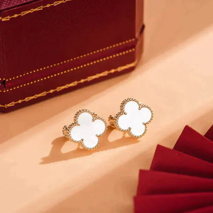 [Clover Jewels]CLOVER MEDIUM 1 MOTIFS  WHITE MOP STUD EARRINGS