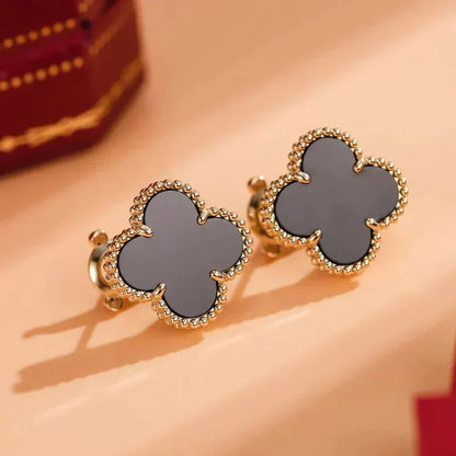 [Clover Jewels]CLOVER MEDIUM 1 MOTIFS  ONYX STUD EARRINGS