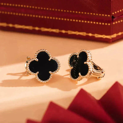 [Clover Jewels]CLOVER MEDIUM 1 MOTIFS  ONYX STUD EARRINGS