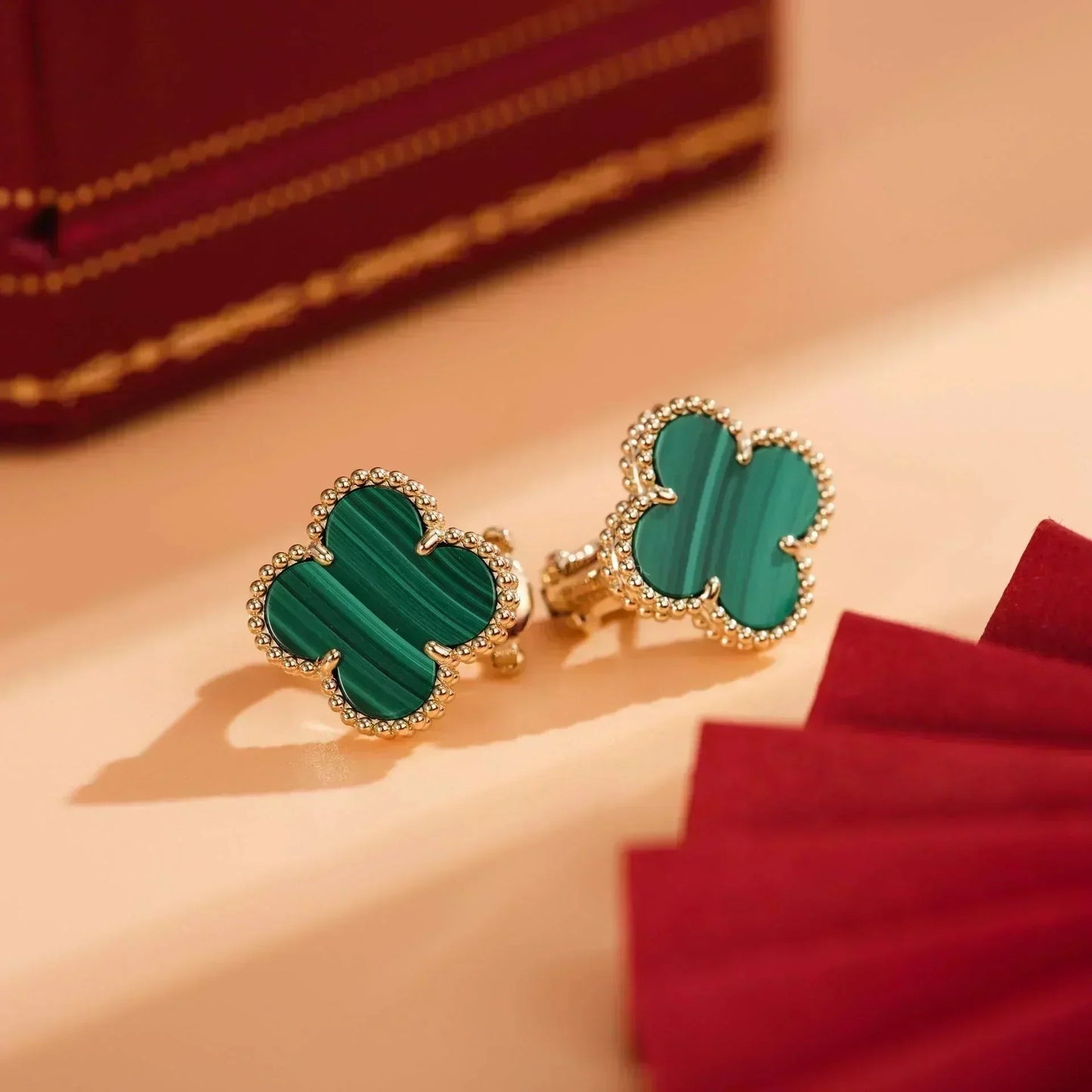 [Clover Jewels]CLOVER MEDIUM 1 MOTIFS MALACHITE  EARRINGS