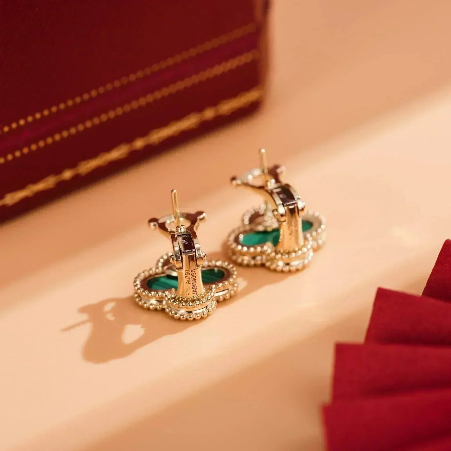 [Clover Jewels]CLOVER MEDIUM 1 MOTIFS MALACHITE  EARRINGS