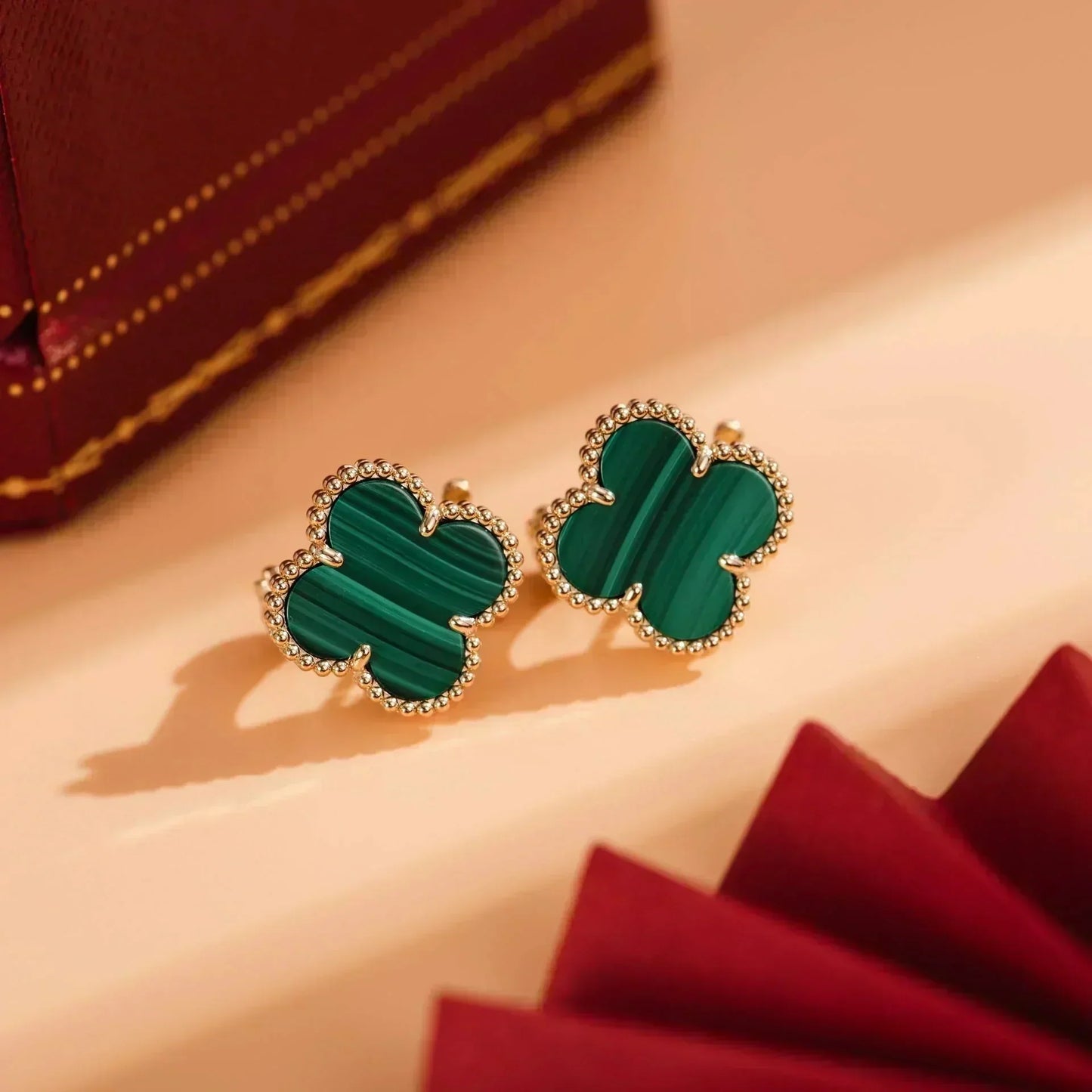 [Clover Jewels]CLOVER MEDIUM 1 MOTIFS MALACHITE  EARRINGS