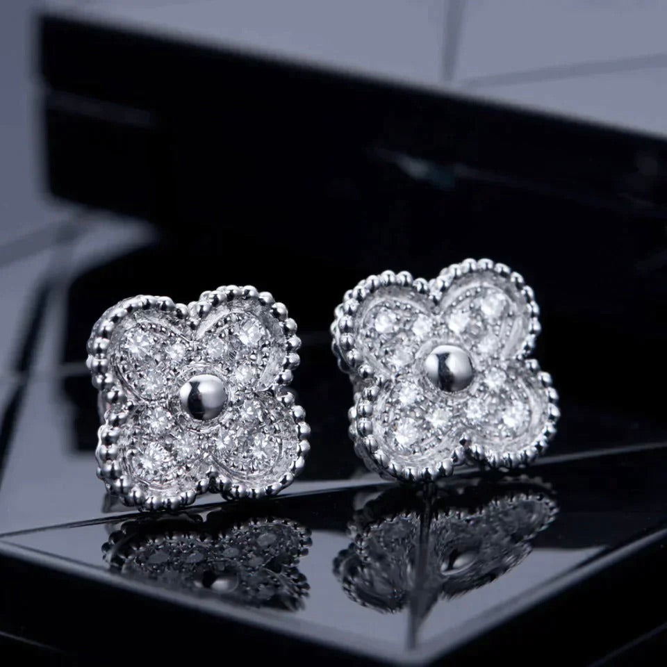 [Clover Jewels]CLOVER 1 MOTIFS DIAMOND STUD EARRINGS SILVER