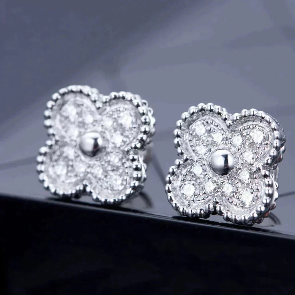 [Clover Jewels]CLOVER 1 MOTIFS DIAMOND STUD EARRINGS SILVER