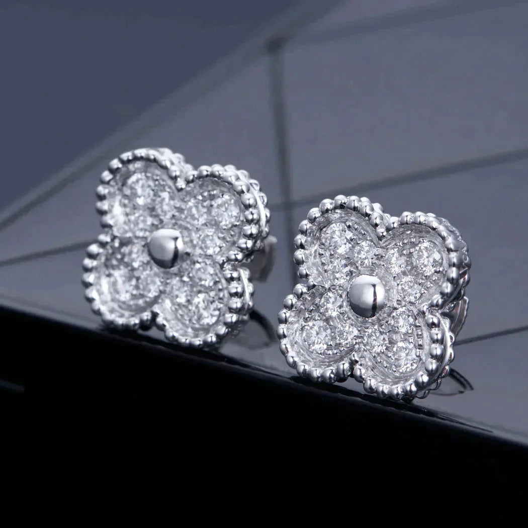 [Clover Jewels]CLOVER 1 MOTIFS DIAMOND STUD EARRINGS SILVER