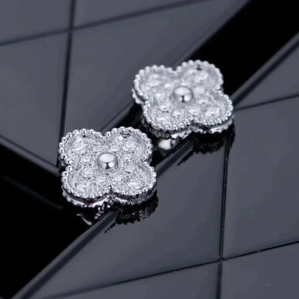 [Clover Jewels]CLOVER 1 MOTIFS DIAMOND STUD EARRINGS SILVER