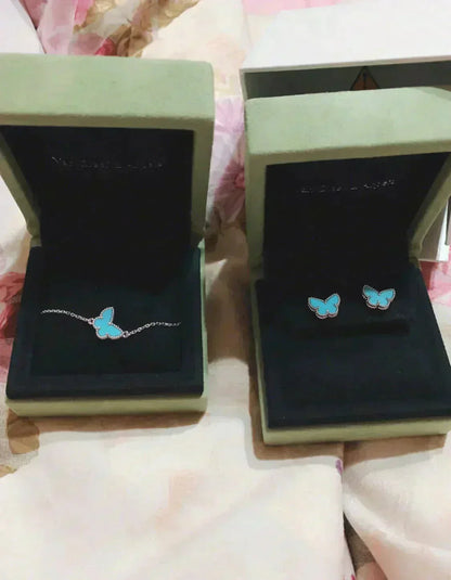 [Clover Jewels]BUTTERFLY TURQUOISE EARRINGS SILVER