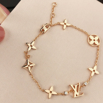 [Clover Jewels]STAR AND SUN 7 MOTIFS GOLD BRACELET