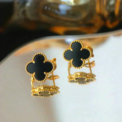 [Clover Jewels]CLOVER MEDIUM 1 MOTIFS  ONYX STUD EARRINGS