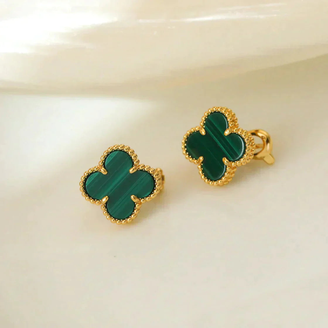 [Clover Jewels]CLOVER MEDIUM 1 MOTIFS MALACHITE  EARRINGS