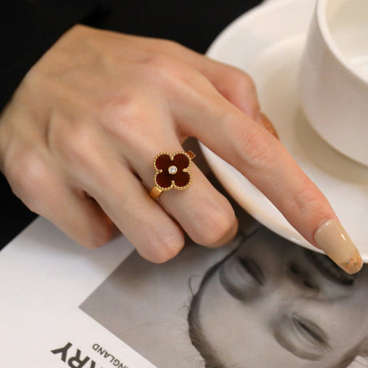 [Clover Jewels]CLOVER CARNELIAN RING ROSE GOLD DIAMOND