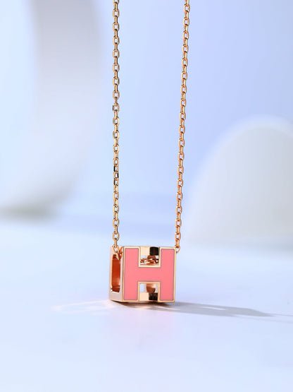 [Clover Jewels]H CAGE PINK GOLD NECKLACE