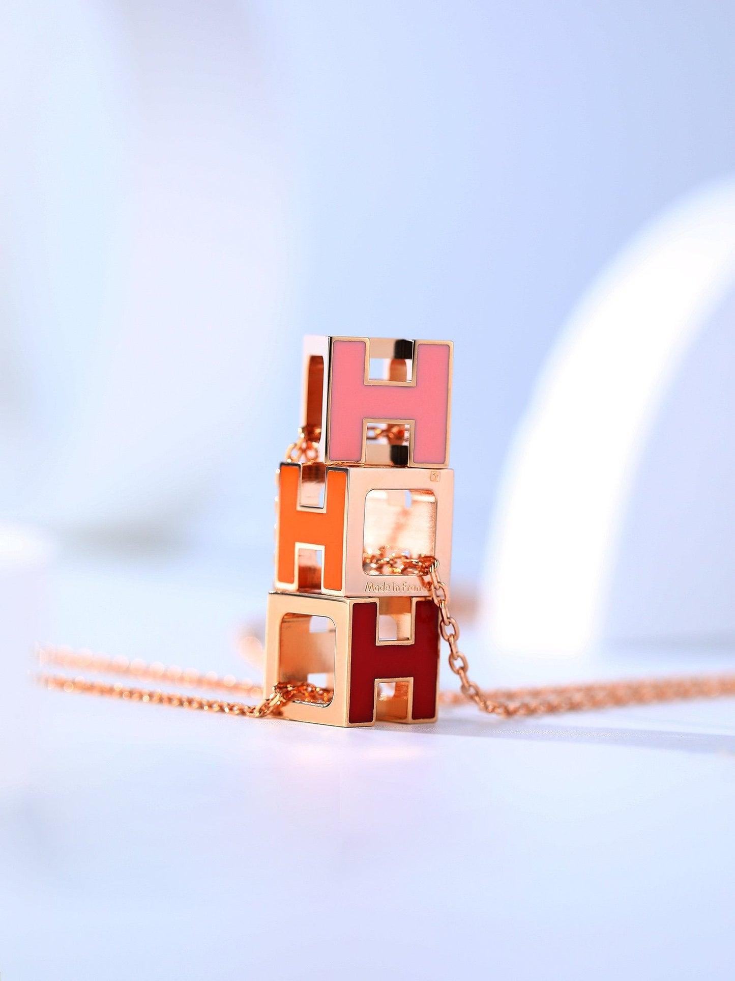 [Clover Jewels]H CAGE PINK GOLD NECKLACE