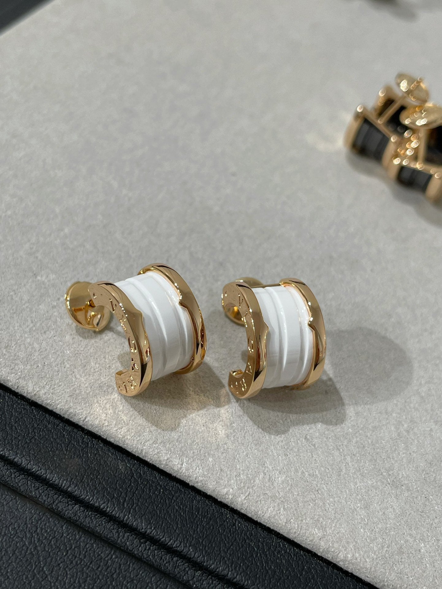 [Clover Jewels]ZERO 1 PINK GOLD CERAMIC EARRINGS