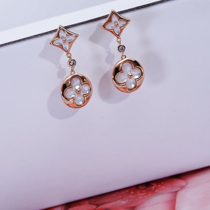 [Clover Jewels]STAR AND SUN PINK GOLD MOP DROP EARRINGS