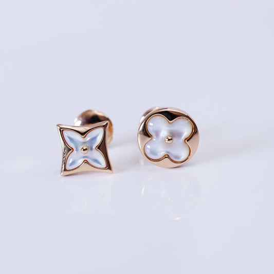 [Clover Jewels]STAR AND SUN PINK GOLD MOP STUD EARRINGS