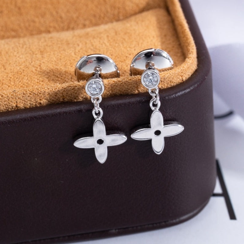 [Clover Jewels]VIDYLLE SILVER DIAMOND MINI DROP EARRINGS