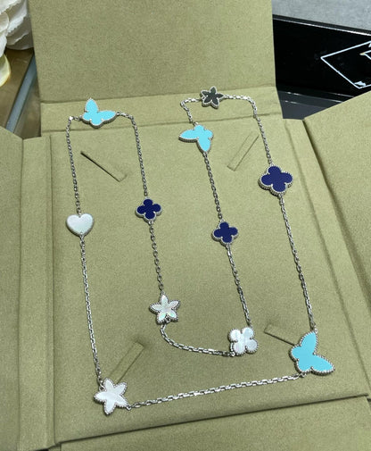 [Clover Jewels]LUCKY CLOVER SILVER 11 MOTIF NECKLACE