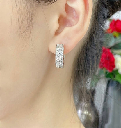 [Clover Jewels]LOVE 5.5MM DIAMOND PAVED EARRINGS