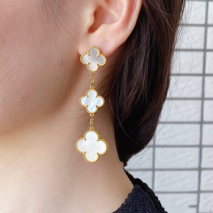 [Clover Jewels]CLOVER MOP 3 MOTIFS GOLD EARRINGS