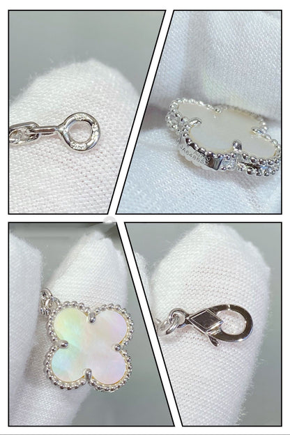 [Clover Jewels]CLOVER 5 MOTIF WHITE MOP SILVER BRACELET