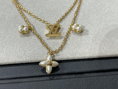 [Clover Jewels]FLOWERGRAM GOLD MOP DOUBLE ROW NECKLACE