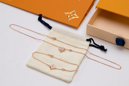 [Clover Jewels]STAR PINK MOP 1 DIAMOND PINK GOLD NECKLACE