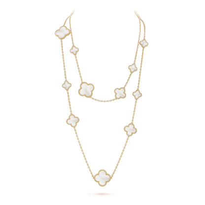 [Clover Jewels]CLOVER 16 MOTIF WHITE MOP GOLD NECKLACE