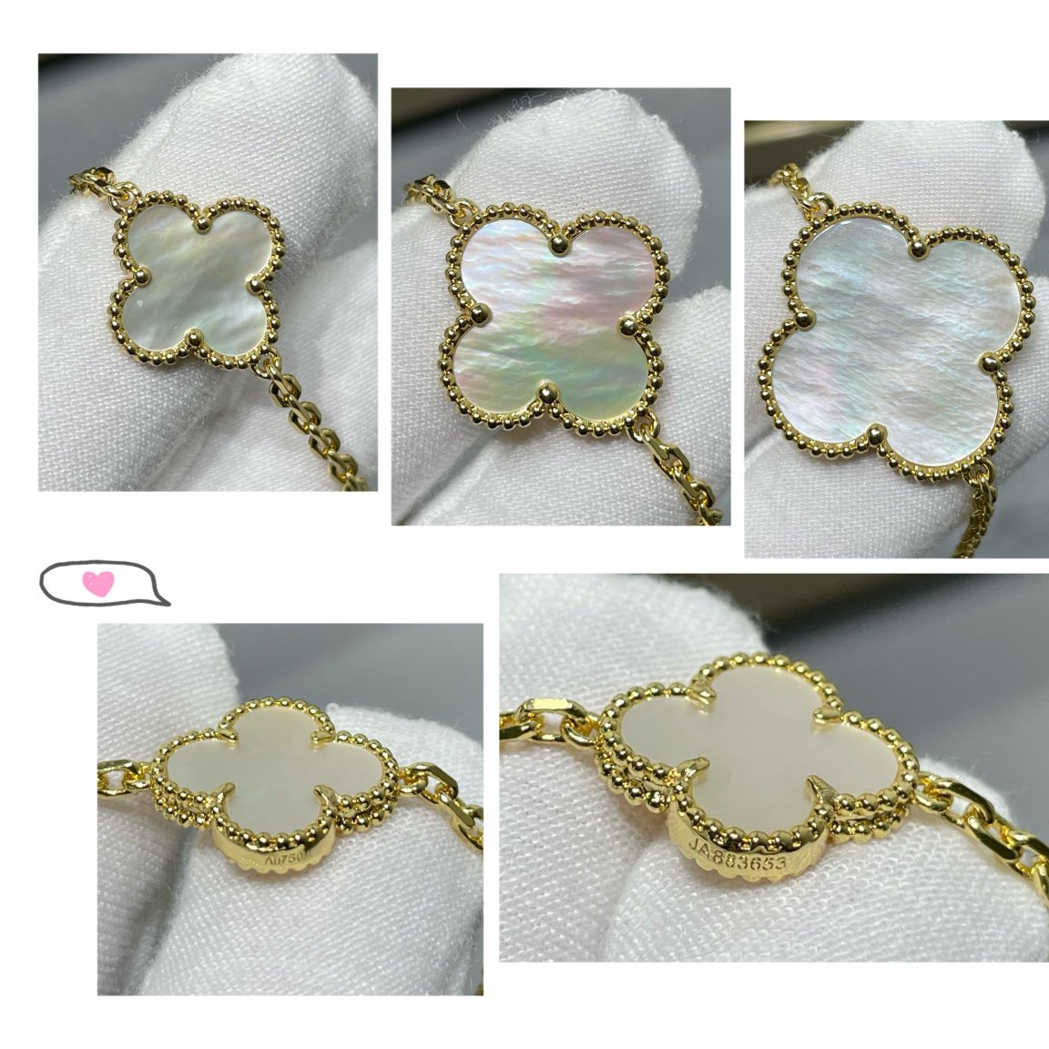 [Clover Jewels]CLOVER 16 MOTIF WHITE MOP GOLD NECKLACE