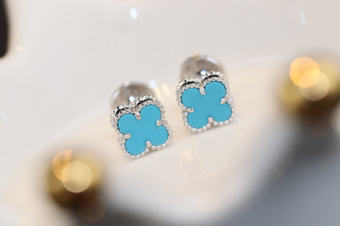 [Clover Jewels]CLOVER MINI TURQUOISE SILVER STUD EARRINGS